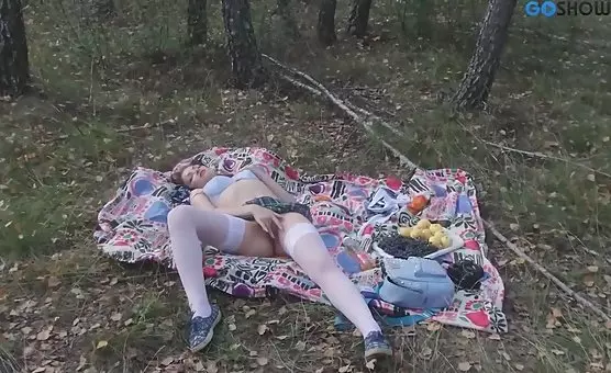 Lonely Girl Pleasuring Outdoors